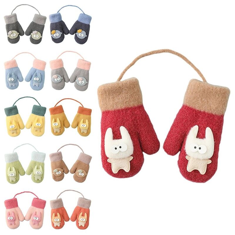 Fluffy Lining Toddler Baby Mittens Cute Soft 1-3Years Kids Baby Knitted Gloves Winter Warm Gloves for Girls Boys