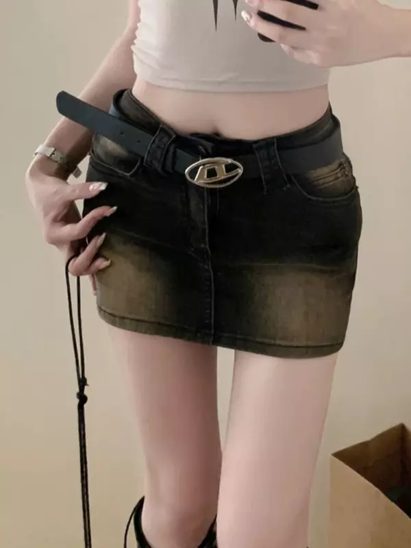 Уличная Повседневная винтажная шикарная облегающая женская мини-юбка с завышенной талией, летние простые Сексуальные корейские Стильные Классические женские юбки Y2K