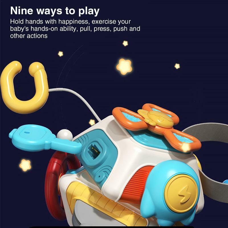 Тянущаяся игрушка-шнурок, 10-сторонний красочный космический корабль, искусственная тянущаяся игрушка, Интерактивная вращающаяся на 360 руль игрушка Монтессори