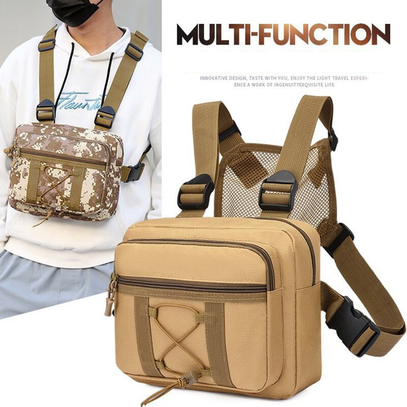 Alta qualidade oxford colete tático mochila multifunction hip hop streetwear peito rig saco de bolso múltiplo esporte unisex peito saco