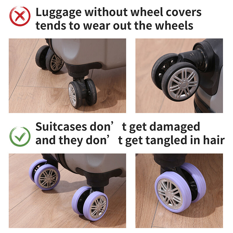 Pelindung Roda bagasi, 4 buah pelindung roda silikon sepatu kastor koper perjalanan mengurangi kebisingan pelindung roda aksesoris penutup