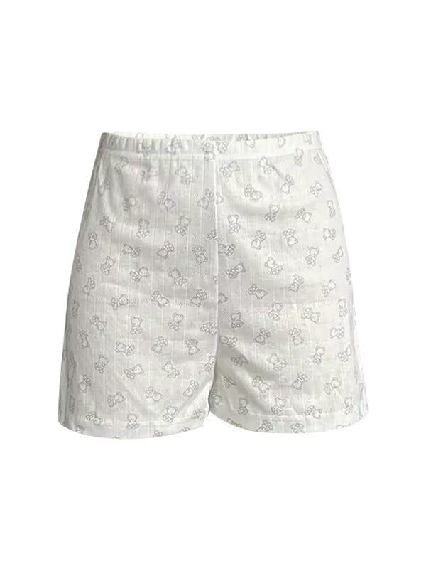 Celana pendek Boxer wanita Y2k bawahan Mini nyaman Pj, celana pendek pinggang elastis rendah, piyama lembut, kancing cetak motif bunga