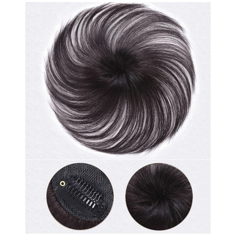 Parrucca Topper per capelli umani con frangia aumenta la quantità di capelli sulla parte superiore della testa per coprire il parrucchino per capelli bianchi A