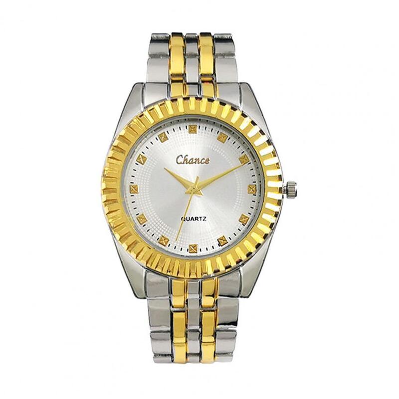 Jam tangan pasangan uniseks, arloji Quartz modis dengan tali Aloi Dial bulat untuk bisnis uniseks akurasi tinggi Formal