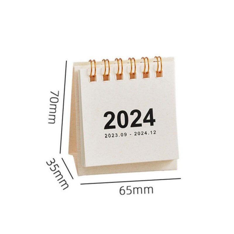 Nero bianco tinta unita 2023 2024 Mini calendario di carta da tavolo pianificatore giornaliero pianificatore da tavolo Agenda annuale Organizer da scrivania