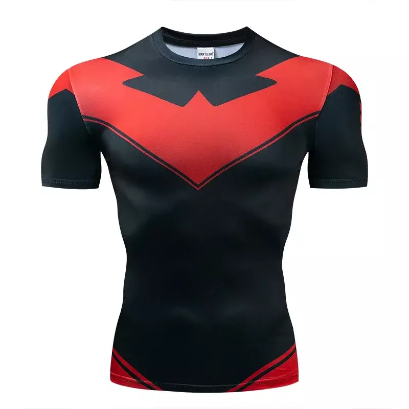 Camisetas de compresión de manga corta para hombre, camisas rojas con estampado 3D de Thanos, Top de Crossfit para hombre, ropa de Fitness 2024