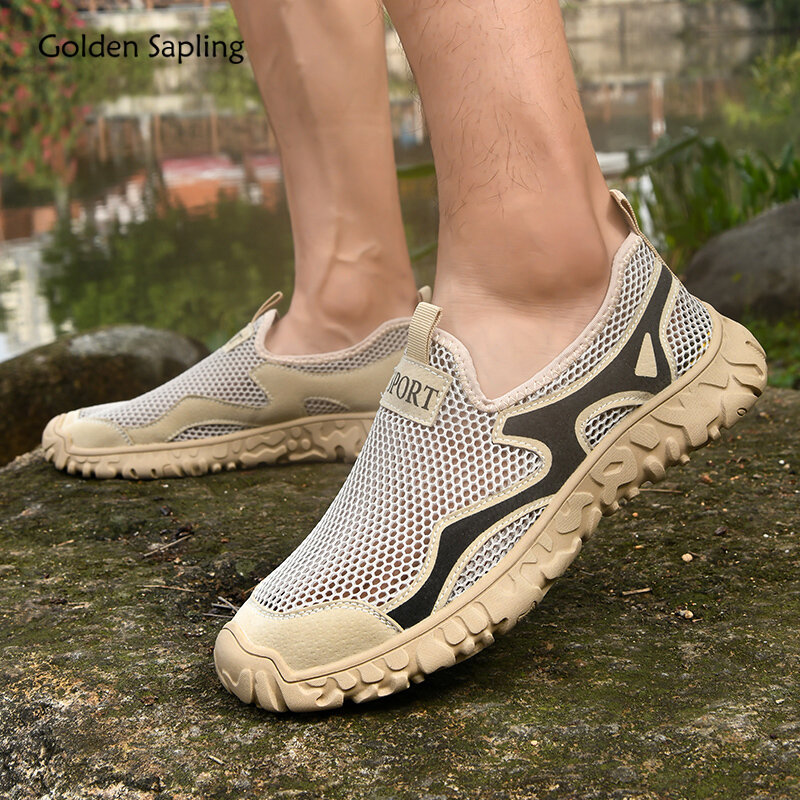 Golden Sapling sepatu pantofel Retro pria, sneaker santai kasual bernafas musim panas nyaman untuk luar ruangan