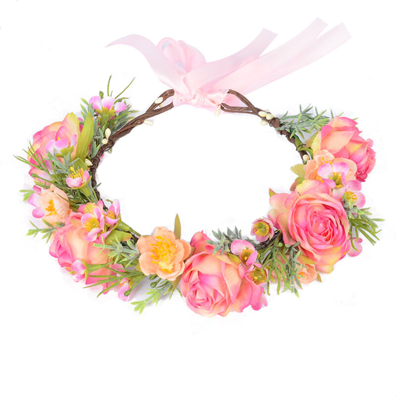 Bride Artificial Flower Wreath Gentle Color Beauty Wedding Flower Wreath for Bridesmaid Wedding Party Accessory