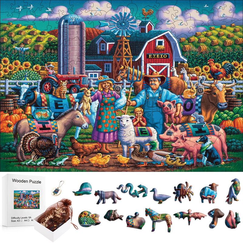 Puzzle en bois de terrain de ferme pour enfants et adultes, kit de modèle d'assemblage, jouet d'artisanat intellectuel, jeux de bricolage, dos Toys, 216.239.