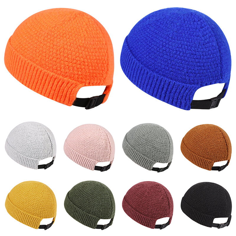 Теплая вязаная шапка в стиле ретро для мужчин и женщин, матросский головной убор со складками и черепами, регулируемая шапка без козырька, хип-хоп, Шапка-бини