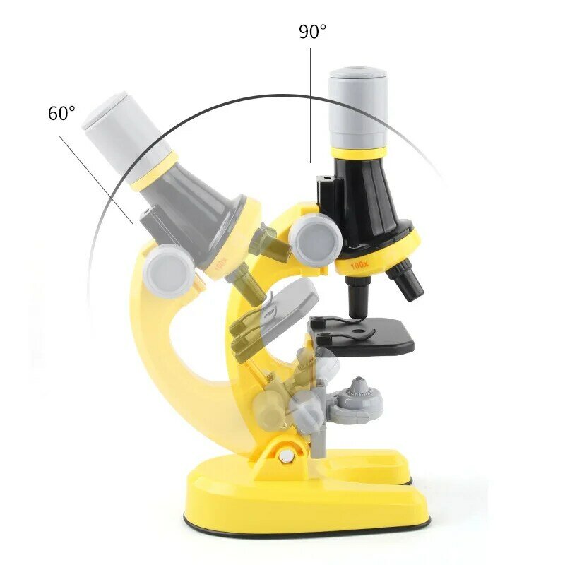 Microscopio biológico para niños, Kit de microscopio LED de laboratorio, 100X-400X-1200X, Escuela en casa, juguete educativo de ciencia, regalo para niños
