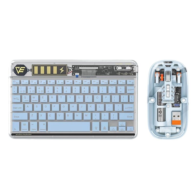2024 Портативный мини беспроводной прозрачный набор клавиатуры и мыши с подсветкой перезаряжаемая маленькая клавиатура и мышь Combo для телефонов и планшетов