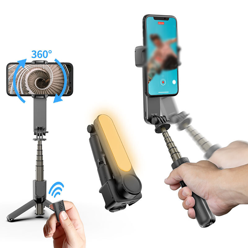 Mini Selfie Stick Fill Light, Controle Remoto Bluetooth, Handheld Gimbal, Anti-shake, Estabilizador do Telefone Móvel, Tripé de Tiro de Vídeo