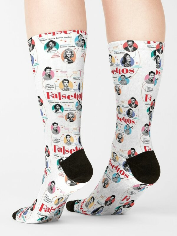 Meias de pôster Falsettos 2016, meias giras para meninas, ideia de presente masculina, 2016