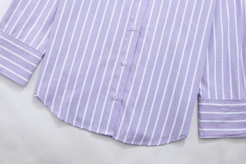 Женская Повседневная рубашка в полоску, свободная Базовая рубашка из ткани Оксфорд в стиле ретро, с отложным воротником, длинными рукавами и пуговицами, шикарный топ