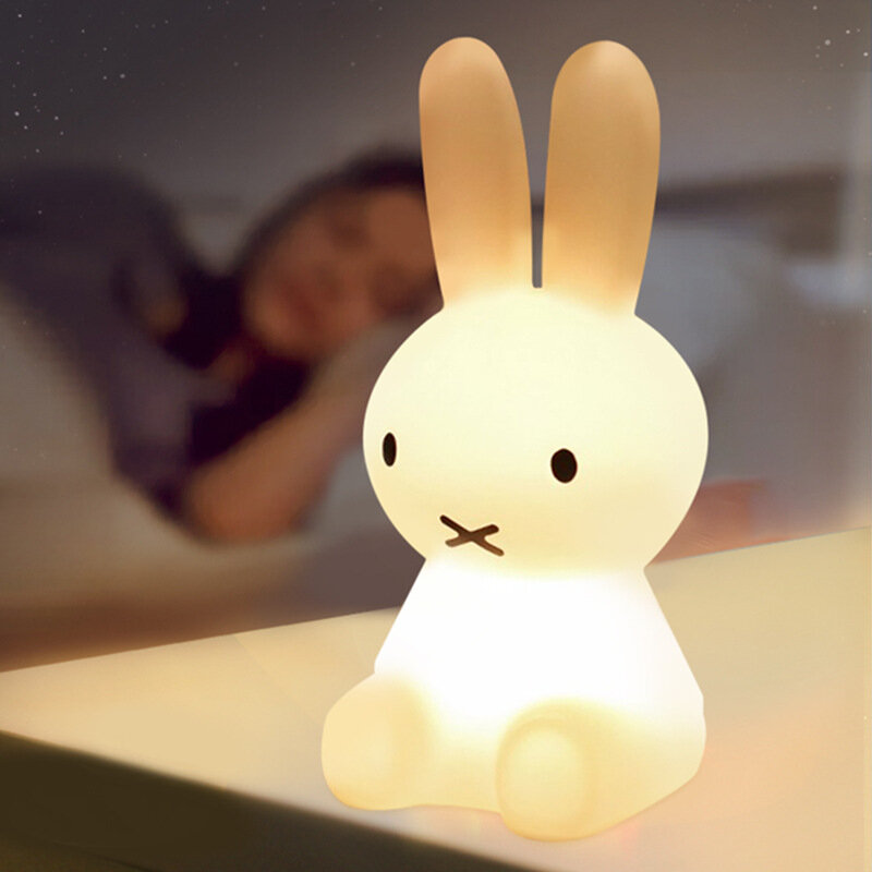 โคมไฟซิลิโคนเซ็นเซอร์กระต่าย LED สำหรับกลางคืนรูปกระต่ายน่ารักไฟตกแต่งห้องนอนของขวัญสำหรับเด็กโคมไฟตั้งโต๊ะสำหรับเด็กการตกแต่งบ้าน