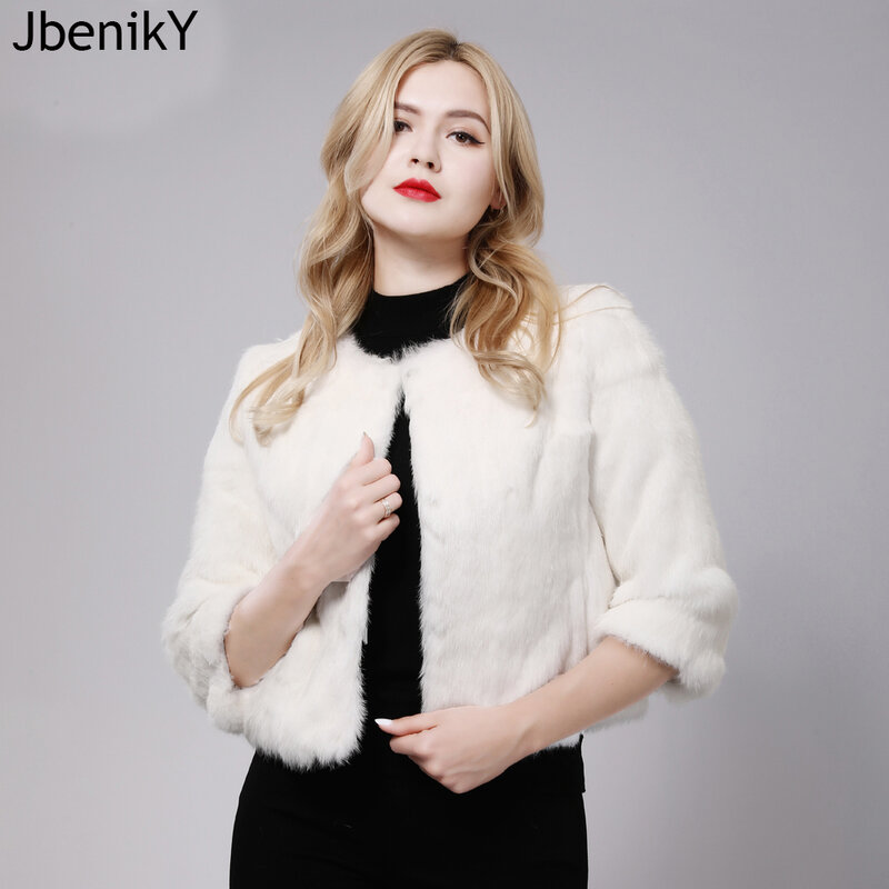 Casaco de pele de coelho genuíno feminino, sobretudos elegantes, casaco de inverno quente, moda senhora, 2021