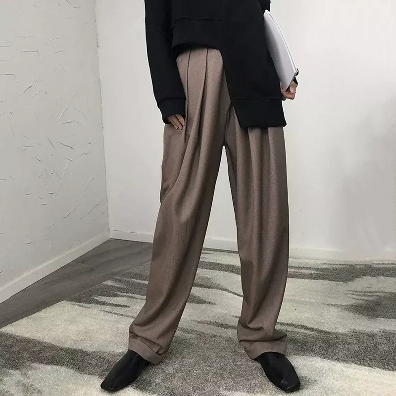 Pantaloni Harem Casual neri da donna pantaloni larghi larghi a vita alta da donna primavera moda coreana Streetwear donna