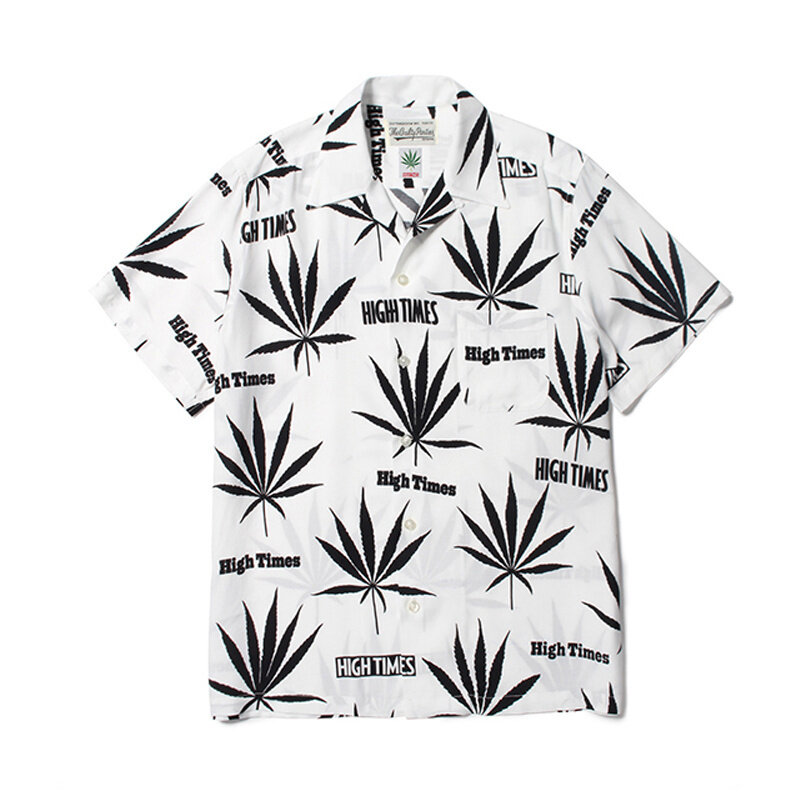 WACKO MARIA-Camisa de manga corta con estampado completo de hojas para hombre y mujer, camisa hawaiana de la mejor calidad, Tops de verano