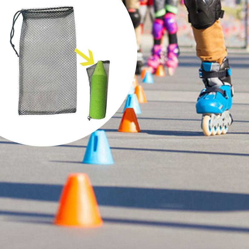 Bolsa de malla para almacenamiento de conos de patinaje, bolsa de malla con cordón, bolsa de transporte