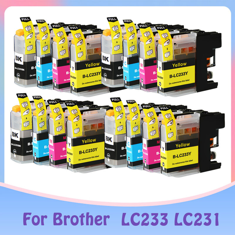 Cartucho de tinta compatível para Brother, LC233, MFC-J5720, J4120, J4620, J5320, DCP-J562DW, MFC-J480DW, J680DW, J880DW