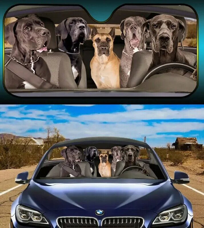 Parasol automático con diseño de Perros del Gran Danés 5, decoración de coche, impresión personalizada, accesorios de coche, perros guardián, Apolo de