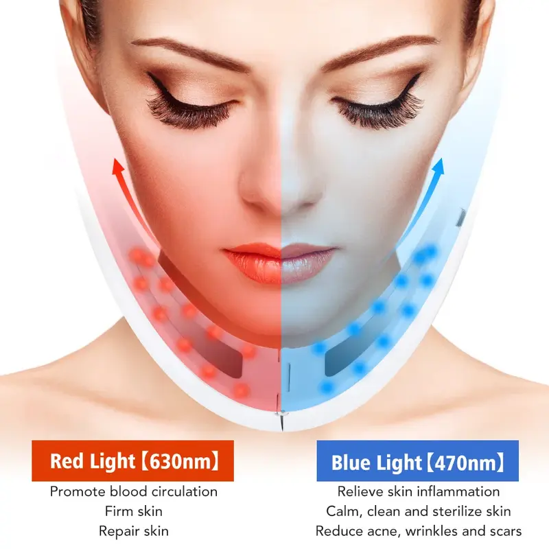 EMS facial lifting device LED photon therapy facial weight loss vibratory massager double mandibular massage belt