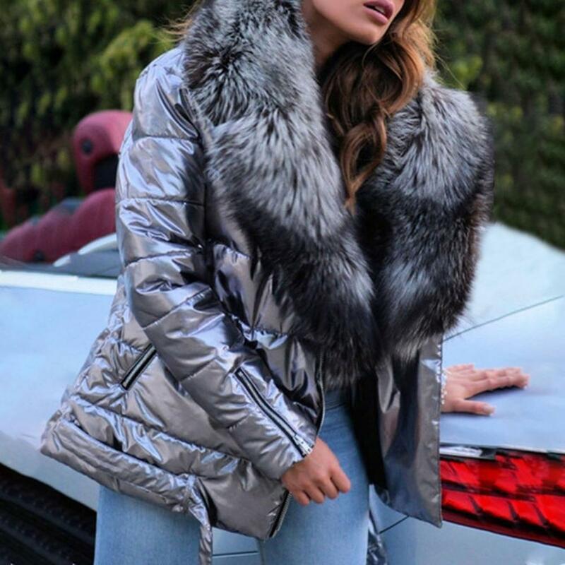 Giacca da donna alla moda giacca invernale a maniche lunghe con tocco della pelle giacca termica Casual da donna