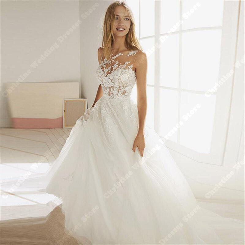 Koronkowe suknie ślubne z kwiatowym nadrukiem dla kobiet kreatywne pojedynczy pasek na ramię suknie ślubne dla panny młodej długość do mopowania Vestidos De Novia