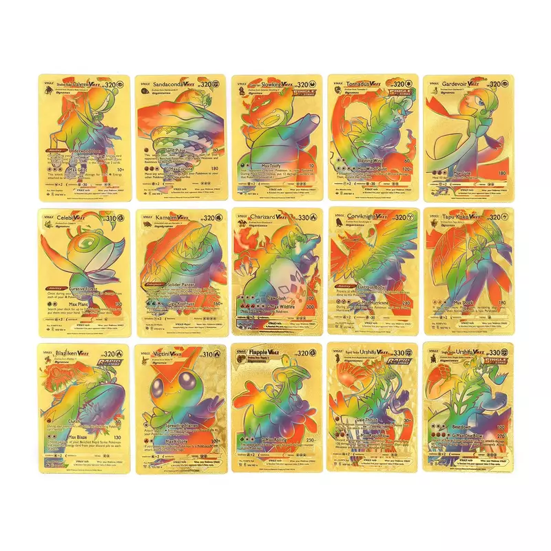 Карты Покемон Пикачу, золотые, серебряные, черные, красочные, 27-110 шт.