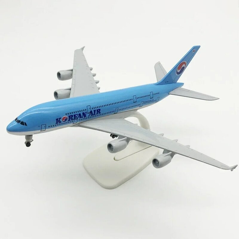 Масштаб 1/350 Длина 20 см Korean Air A380 Металлический литой самолет Модель самолета Игрушки Подарок для мальчиков Детская коллекция