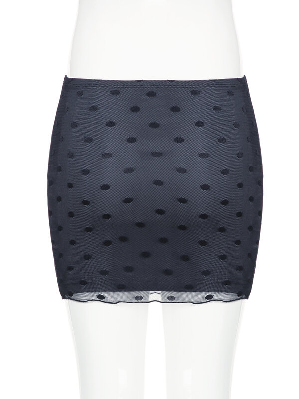 IAMSURE-Falda ajustada con estampado de lunares para mujer, minifalda informal básica de cintura media, ropa de calle a la moda para verano, 2024