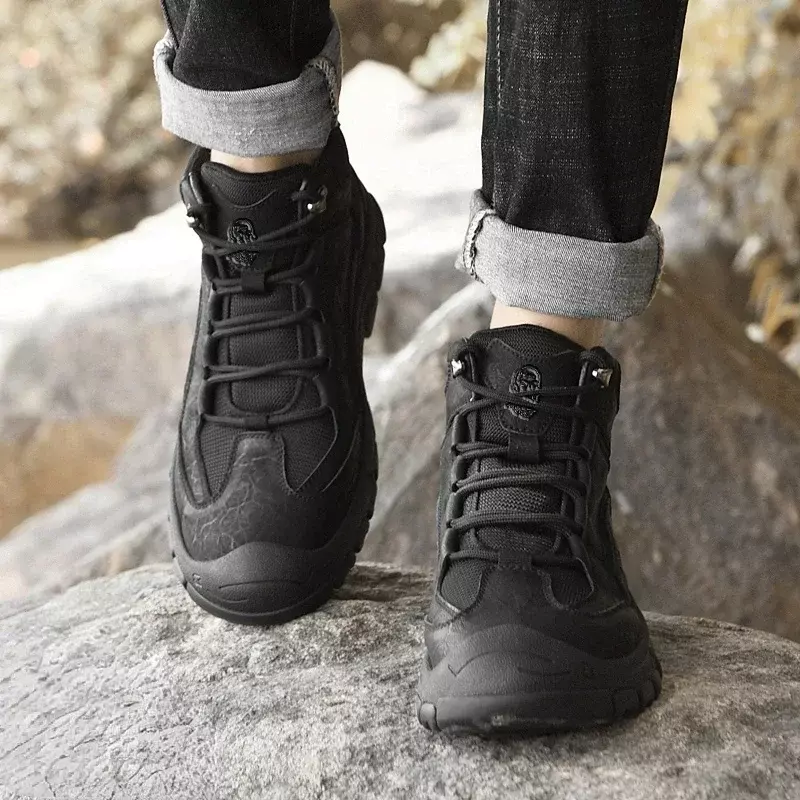 Mens Hiking Boots Vintage Style Men Casual Sneakers Leather Non-slip Man Leisure Boots Treking Ankle Boots Zapatos De Hombre