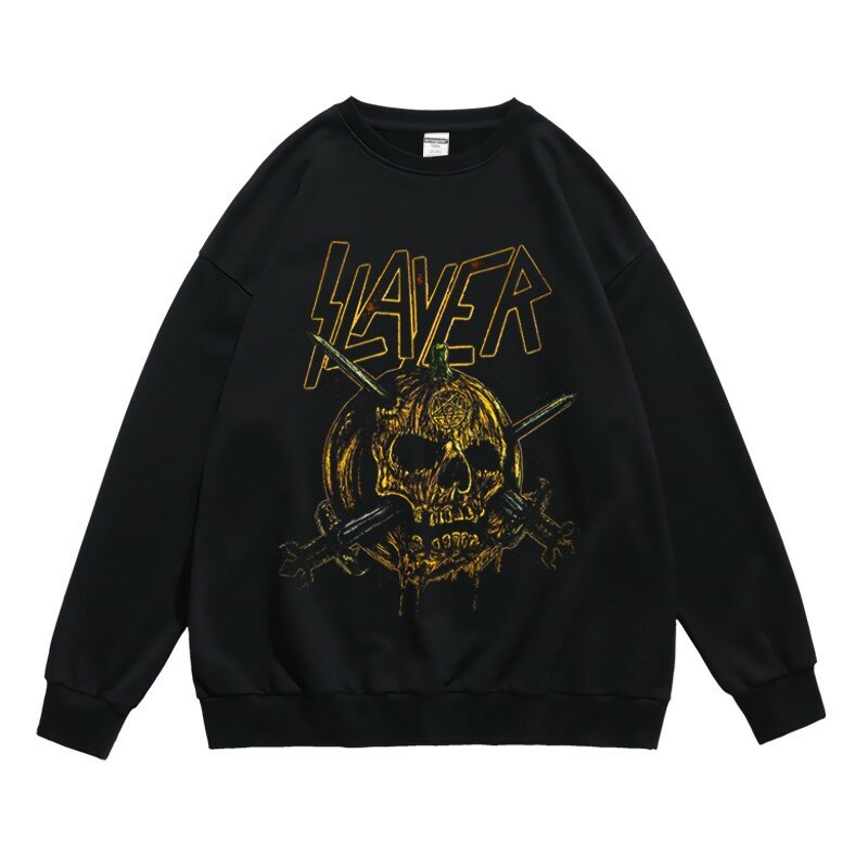 Slayer hoodie Heavy Metal, Hoodie pullover Harajuku lengan panjang untuk pria, pakaian jalanan, atasan hoodie Hip Hop