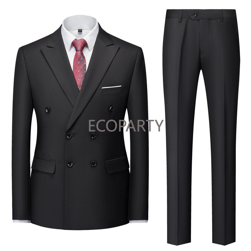 Pantaloni da tuta doppiopetto Boutique Casual da uomo di nuova moda/giacca da lavoro da uomo blazer cappotto pantaloni 2 pezzi Set Ecoparty