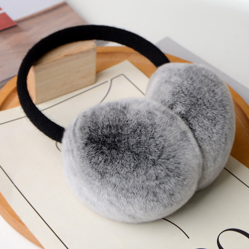 MPPM Natural 100% Rex Rabbit Fur Earmuffs Winter Accessories for Women Winter Ear Muffs Fluffy Earmuff Ear Cover for Winter