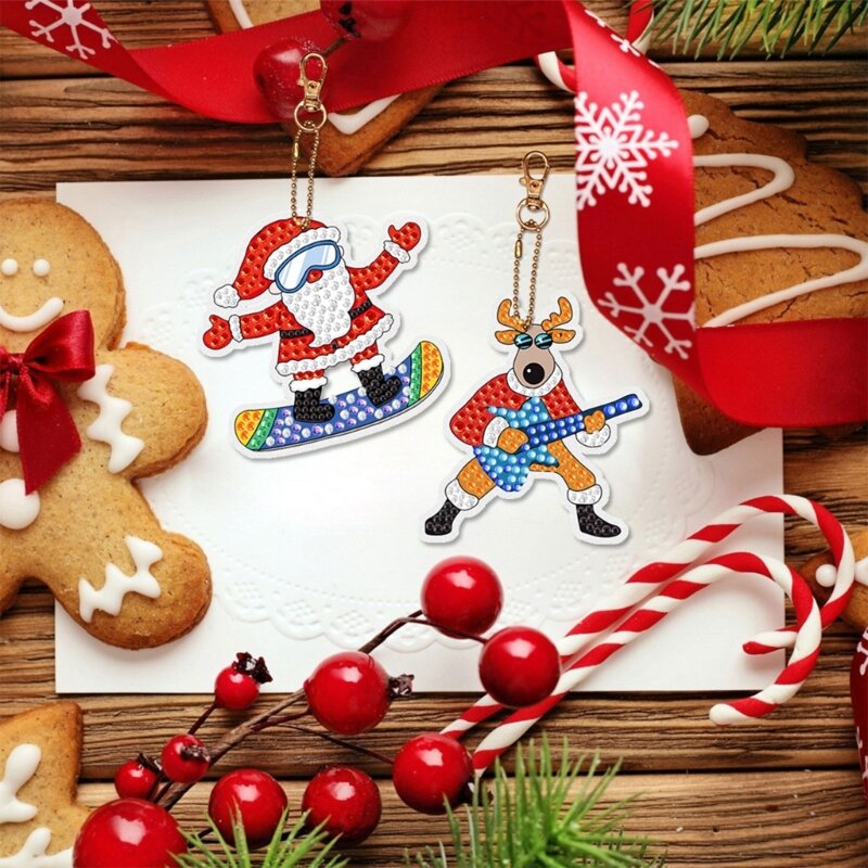 Weihnachten Handwerk für Schlüssel Rucksack Anhänger Kits DIY Ornament Teen Mädchen Party Favo DropShipping