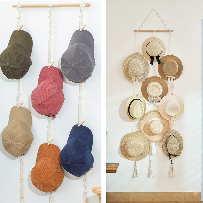 Lindo Fringe Design Hat Rack, estilo simples e elegante, organizador para gorro, chapéus de palha, disquete chapéus