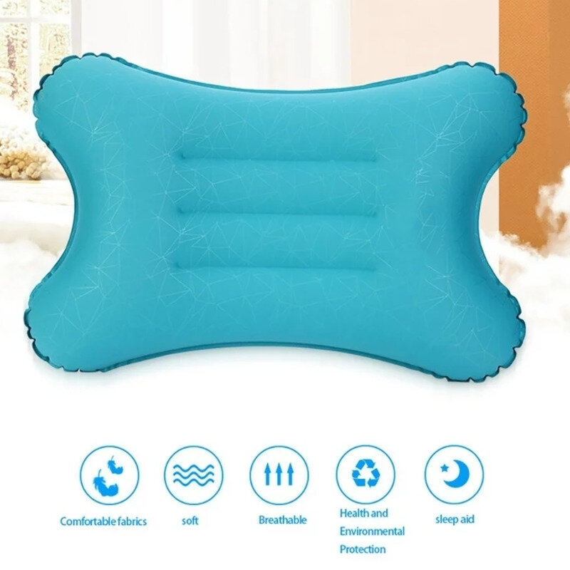 TPU Velvet Pillow Portable Ultralight Inflatable Travel Pillow For Camping Hiking Backpacking Mountaineering Foldable Nap Blue