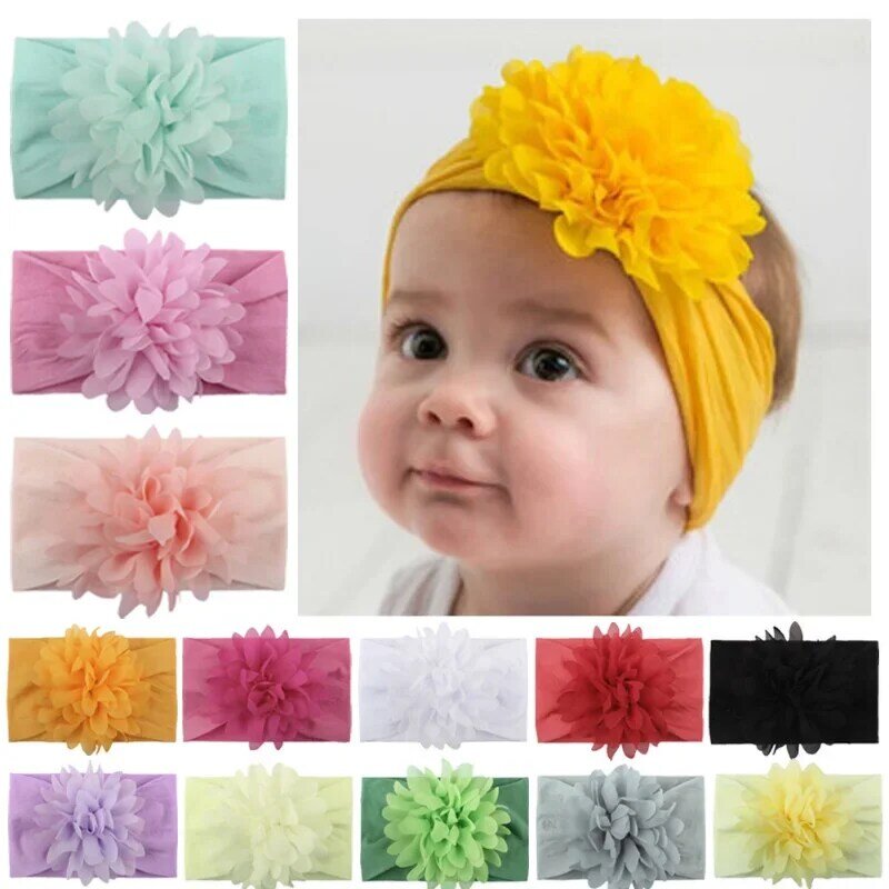 Elastic Knit Headband para meninas do bebê, Soft Nylon Turbante com Arcos, Acessórios para cabelos recém-nascidos para crianças, Headwear para crianças, 48 cores