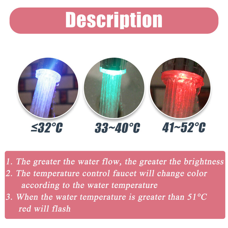 LED Wasser Wasserhahn Stream Licht Küche Bad Dusche Tap Wasserhahn Düse Kopf 7 Farbe Ändern Temperatur Sensor Licht Wasserhahn Led
