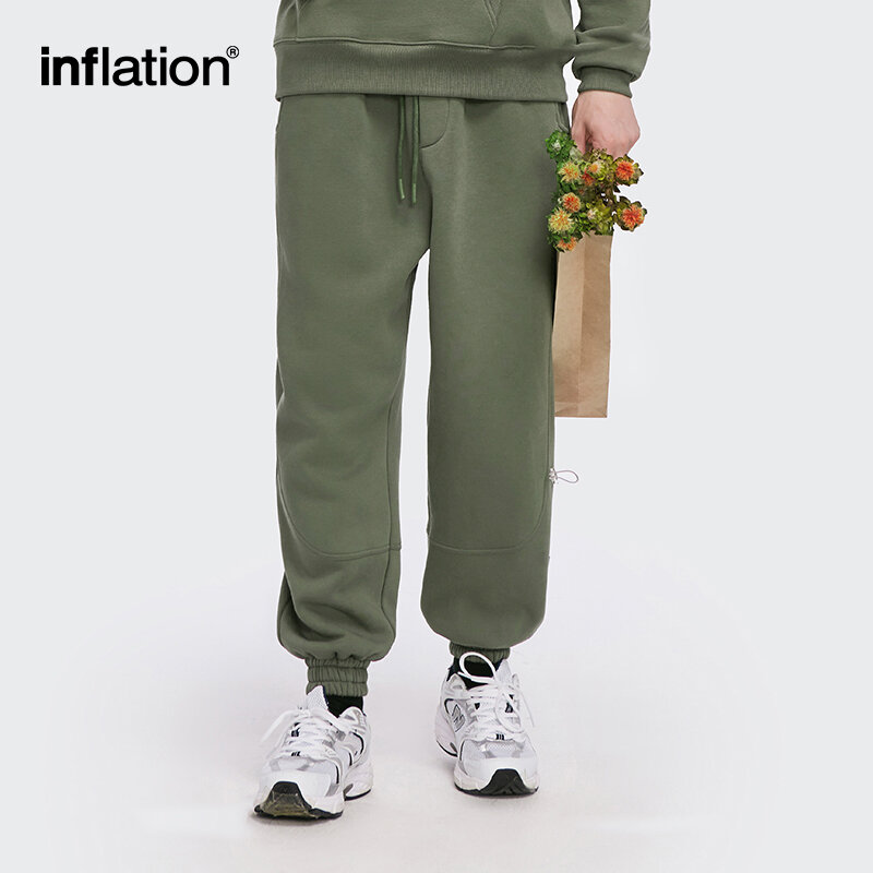 INFLATION-pantalones de chándal holgados para hombre, calzas de lana cálidas, de cintura elástica, 3206W20