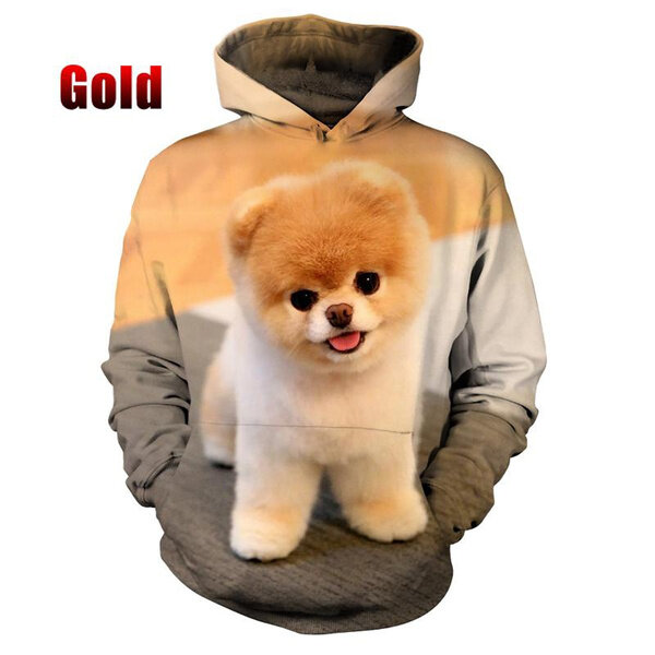 3Dプリントスウェットシャツ,カップル用フード付きスウェットシャツ,カジュアル,長袖,かわいいペット,犬,動物のパターン,クールなストリートウェア