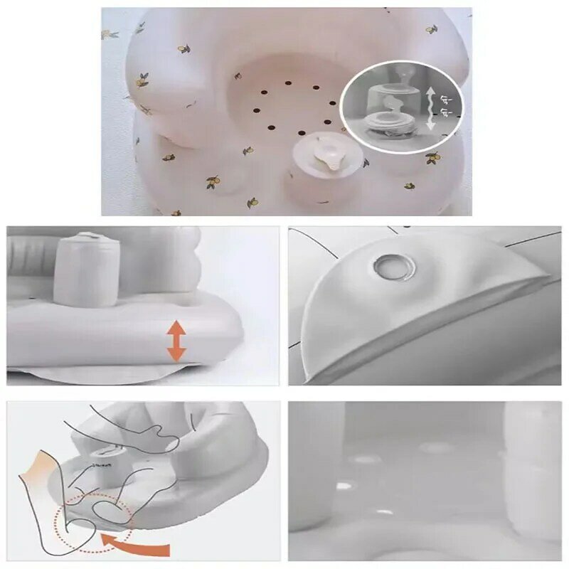 Sofá inflável do bebê para crianças, Cadeiras portáteis do banho do sopro, Assento multifuncional de PVC, Prática Sentado Bath Stool