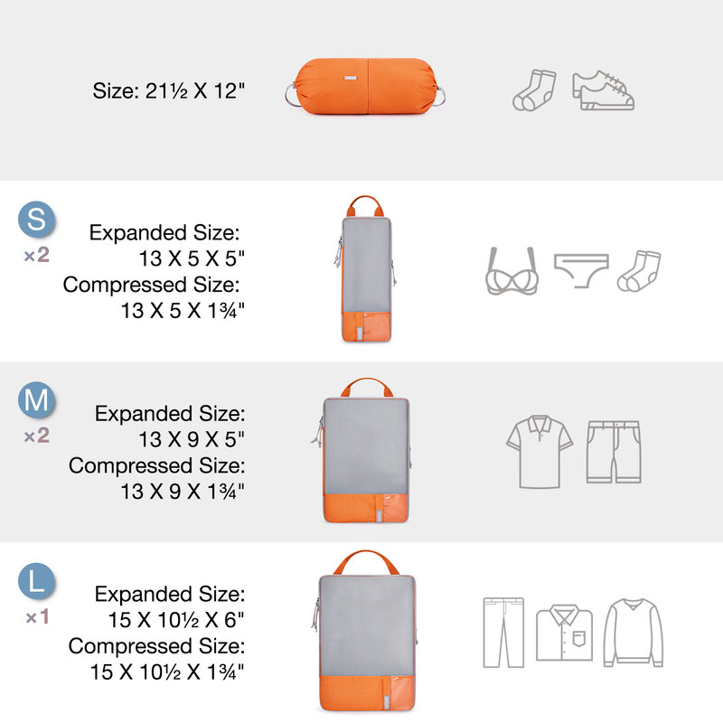 BAGSMART-Embalagem Cubos Compressão Saco De Armazenamento para Viagem, Leve Suitcase Organizer, Bagagem Acessórios