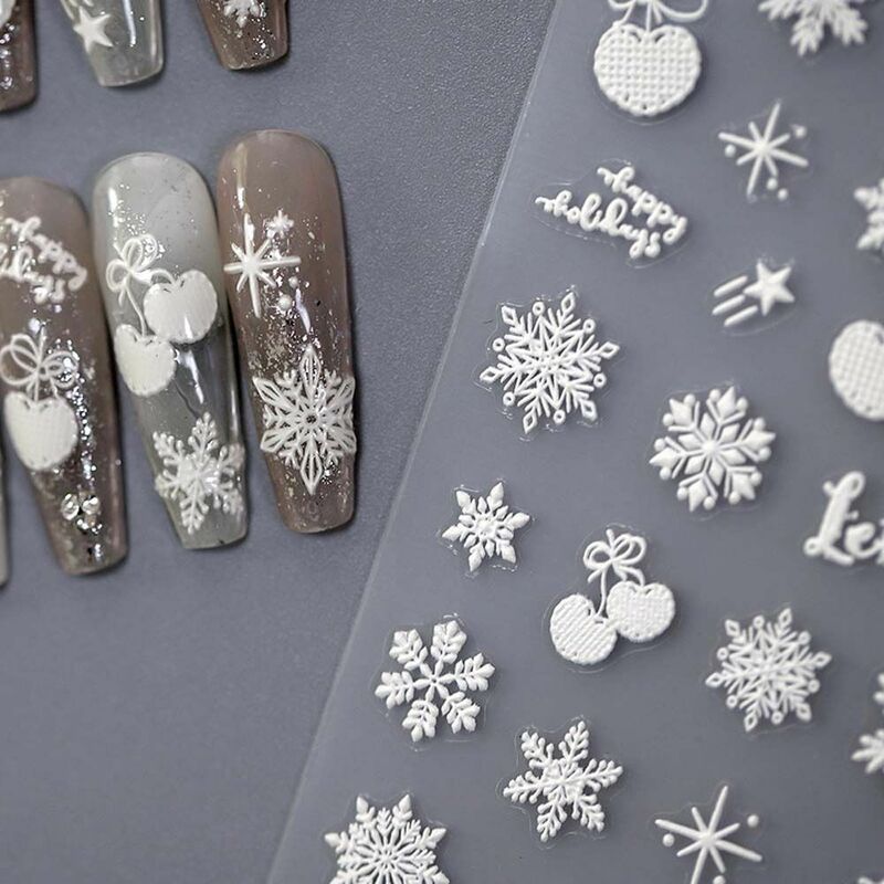 Buon natale Nail Art Sticker 3D cursori fiocco di neve alce pupazzo di neve coniglio decalcomanie decorazioni per unghie per accessori per Manicure
