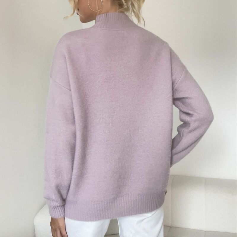 2023 wanita baru klasik Solid atasan longgar santai Sweater