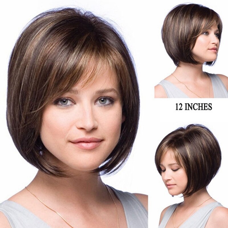 Short Straight Wigs Brazilian Wigs Full Wigs(40cm) Brown Color