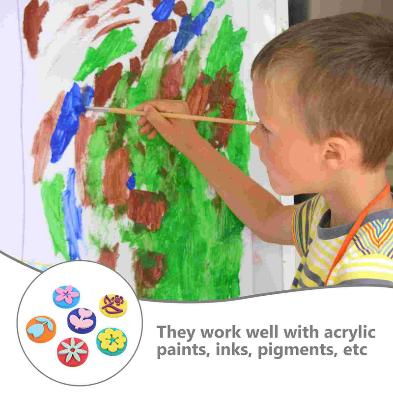 6 Stuks Graffiti Eva Spons Zegel Kind Wasbare Verf Sponzen Voor Het Schilderen Van Kinderen