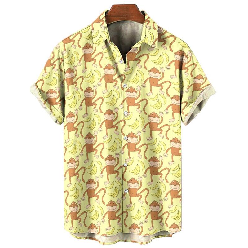 2024 Herren Hawaii Hemden 3D-Drucke Affen grafiken Sommer Kurzarm hemden für Hawaii-Stil Mode Unisex Aloha Hemden